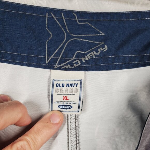 Old Navy Board Shorts Gray Orange Blue Yellow Navy-Blue White Stripe Men Sz XL - Picture 3 of 11